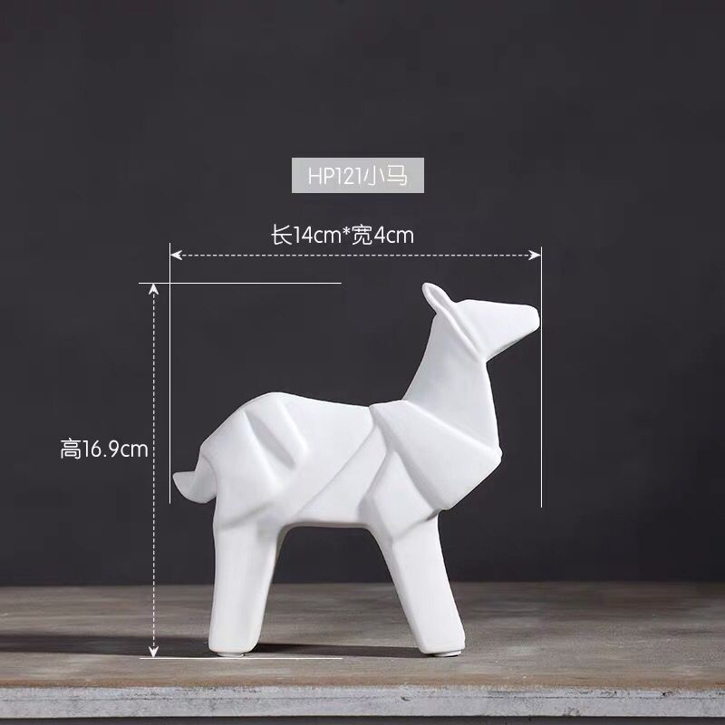 Nórdico simple cerámica artesanía creativa TV gabinete decoración blanco origami caballo salón decoración del hogar al por mayor