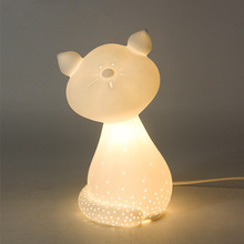 可爱小猫咪卧室台灯定制创意卡通陶瓷小夜灯客厅装饰摆件床头灯