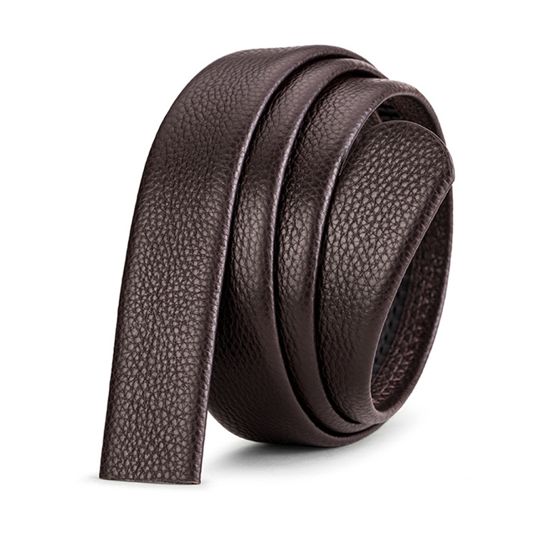 Correa sin plomo hebilla automática de cuero de los hombres cinturón sin cabeza cinturón de los hombres borde cubierto capa superior pantalones de piel de vaca pura tira del cinturón