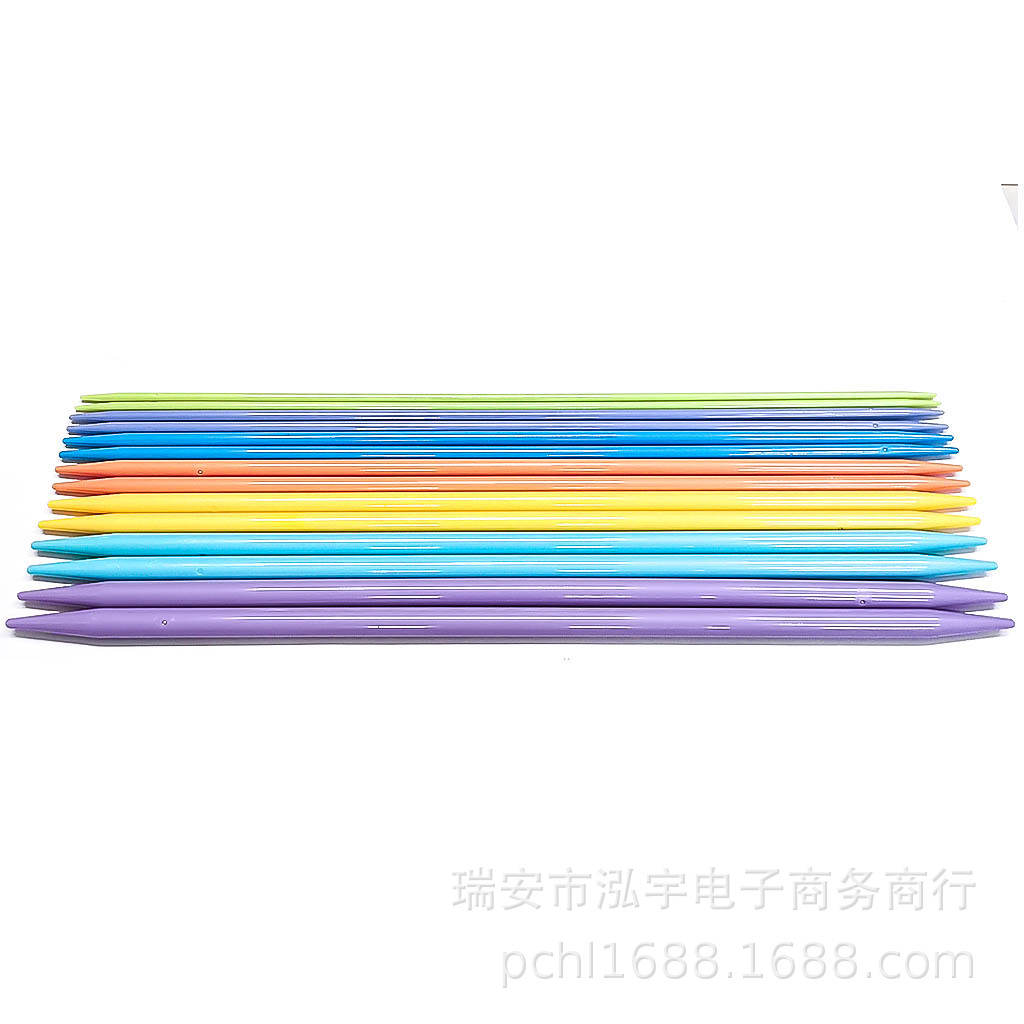 Herramienta de tejer suéter aguja ABS plástico color doble punta palo aguja conjunto de 7 pares 35cm 14 unidades bolsa