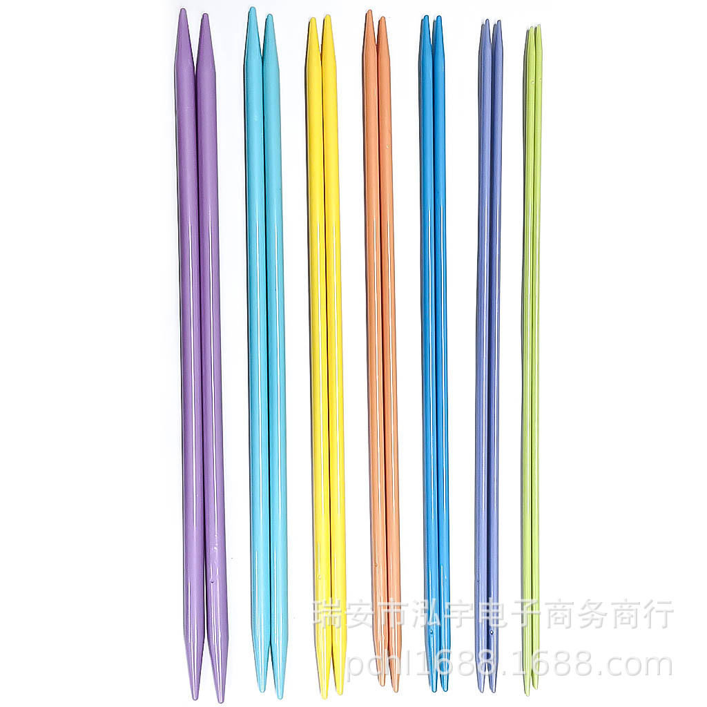 Herramienta de tejer suéter aguja ABS plástico color doble punta palo aguja conjunto de 7 pares 35cm 14 unidades bolsa