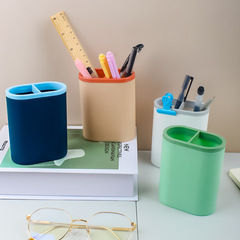 Pen holder desktop superimposed storage box separated student pen collection box two-color contrasting makeup brush eyebrow pencil organizing box