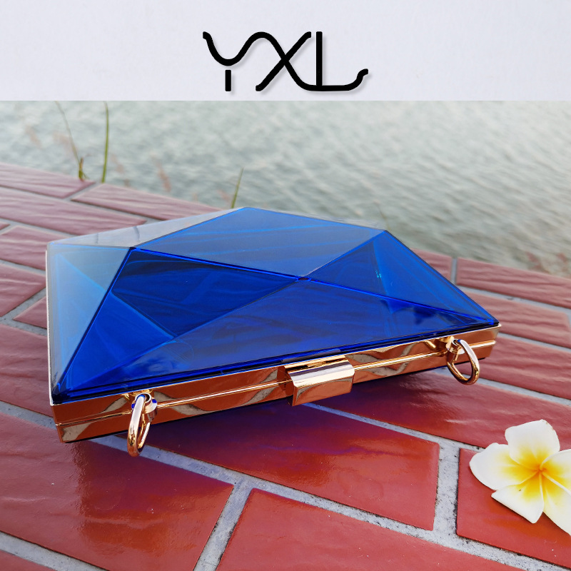 Bolsa acrílica de diamante explosiva de hombro cadena transparente bolsas de color cuadrado vestido de moda portátil bolsas de cena