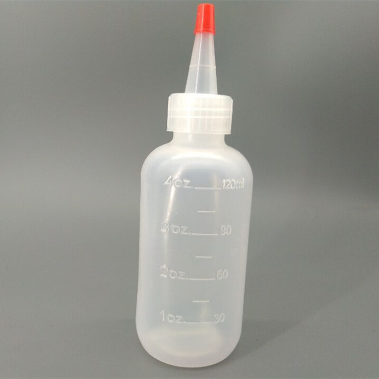ldpe刻度胶水瓶 液体挤压瓶120ml 4oz 透明酱料包装瓶 尖嘴塑料瓶