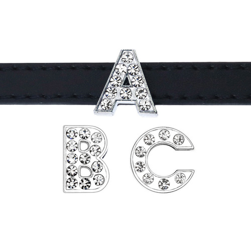 Alloy full diamond letter beads rhinestone letter jewelry diy personalized bracelet key chain thin strap jewelry accessories
