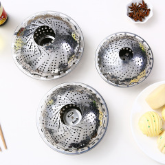 Stainless steel foldable steaming rack, household multi-functional water-separating steamer tray, extendable steaming plate, steaming tray