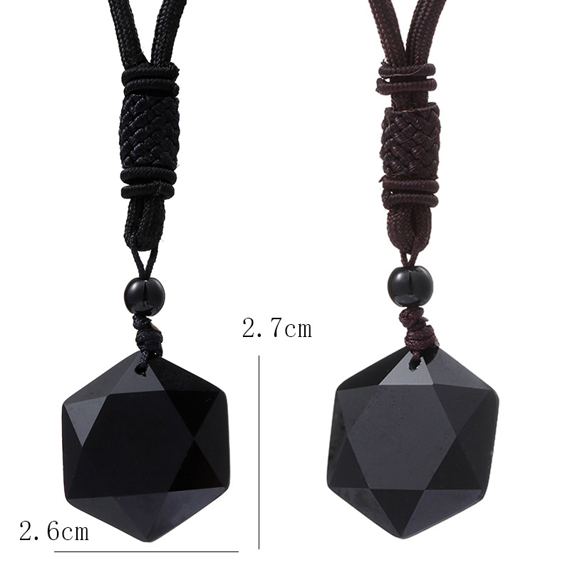 Pendant Energy Stone Obsidian Hexagram Necklace For Men And Women Sweater Chain Jewelry_voghion.com