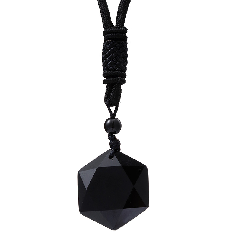 Pendant Energy Stone Obsidian Hexagram Necklace For Men And Women Sweater Chain Jewelry_voghion.com