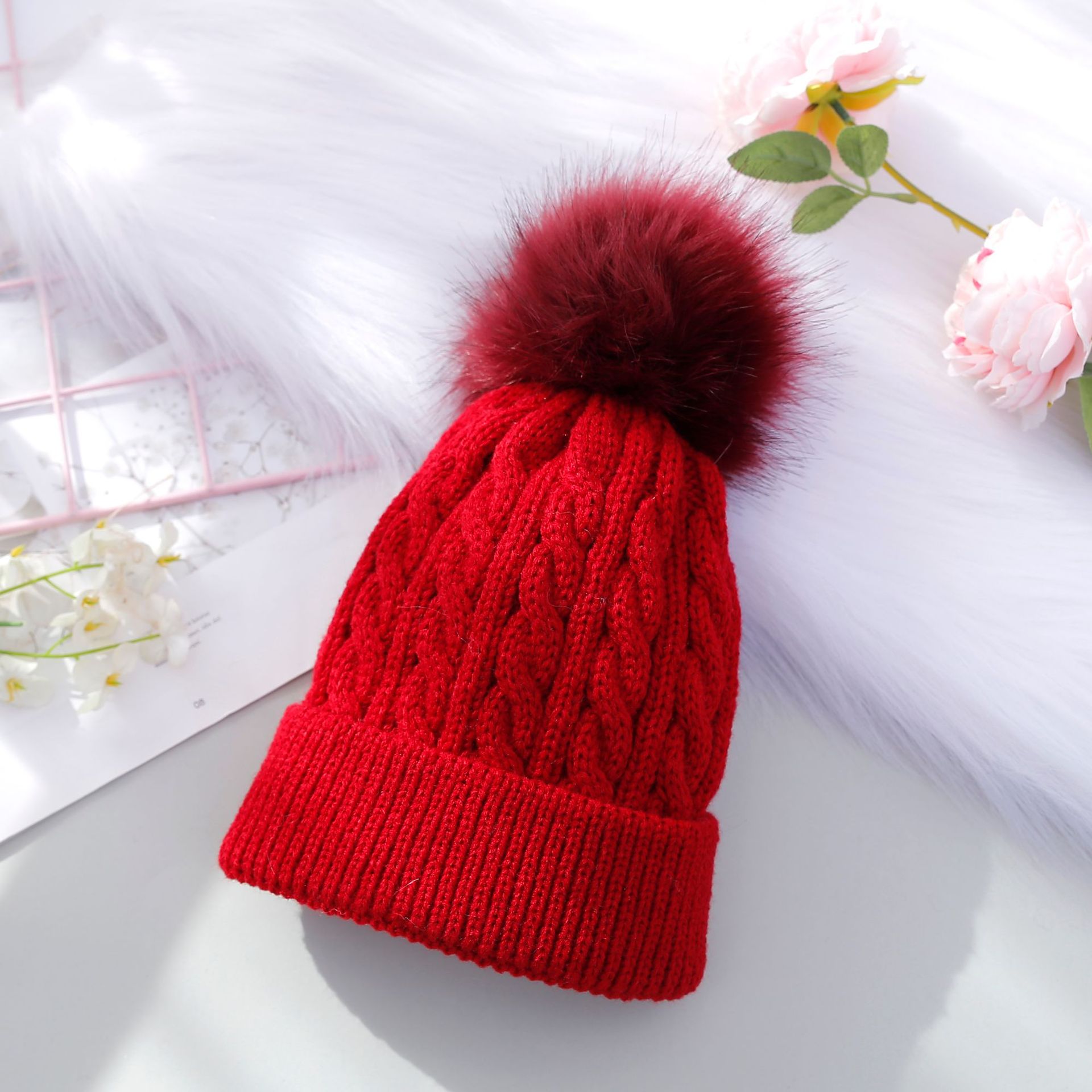 Gorro de lana tejido para niños de acrílico, térmico y a prueba de viento, para otoño e invierno image 11