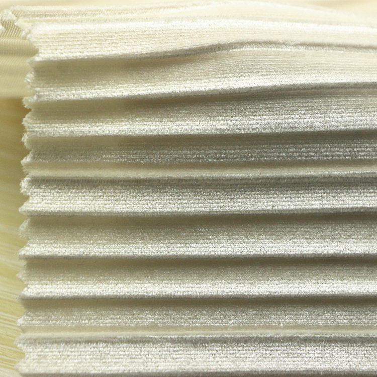 压花韩国绒针织经编不倒绒压皱起皱涤纶氨纶弹力韩国绒布女装面料