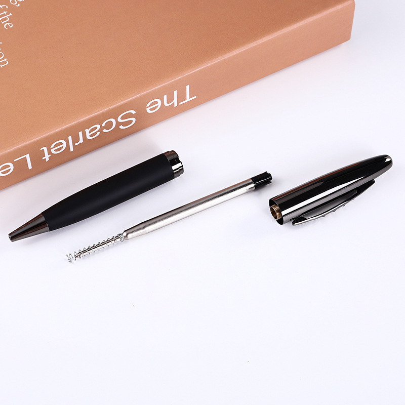En stock negro mate textura negocio bolígrafo rotulación Logotipo de alta calidad metal firma pluma de aceite pluma de publicidad