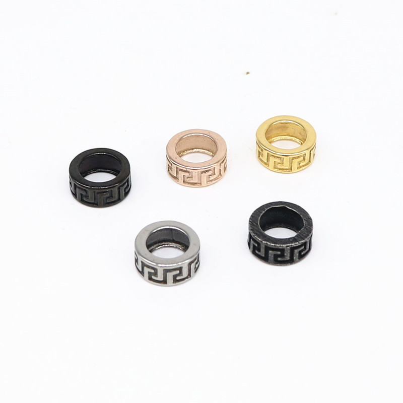 Spacer Bead Titanium Steel Jewelry Accessories Wholesale Retro Titanium Steel Buddha Language Ring Accessories Beaded Bracelet Accessories DIY