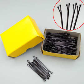 盒装黑色卡子影楼化妆造型盘发一字夹圆头夹子钢丝发夹刘海夹发饰