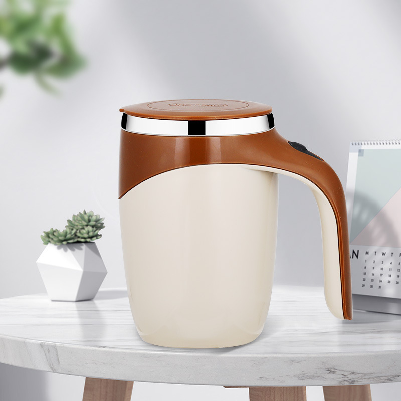 Café taza de mezcla acero inoxidable tipo de batería magnetizada giratoria eléctrica taza de leche marca perezoso taza de regalo fabricante