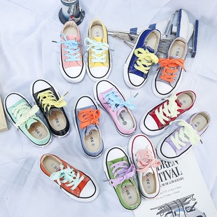 2022 Spring and Autumn Korean Style Children's Canvas Shoes Boys and Girls Shoes Low-top Casual Board Shoes Baby Cloth Shoes White Shoes