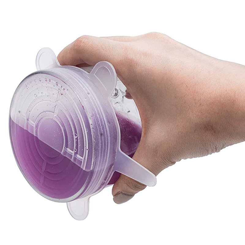 Cubierta de mantenimiento fresco de silicona Juego de 6 piezas de silicona de grado alimenticio de 6 piezas cubierta de mantenimiento fresco estiramiento de 6 piezas cubierta del horno de microondas película de mantenimiento fresco