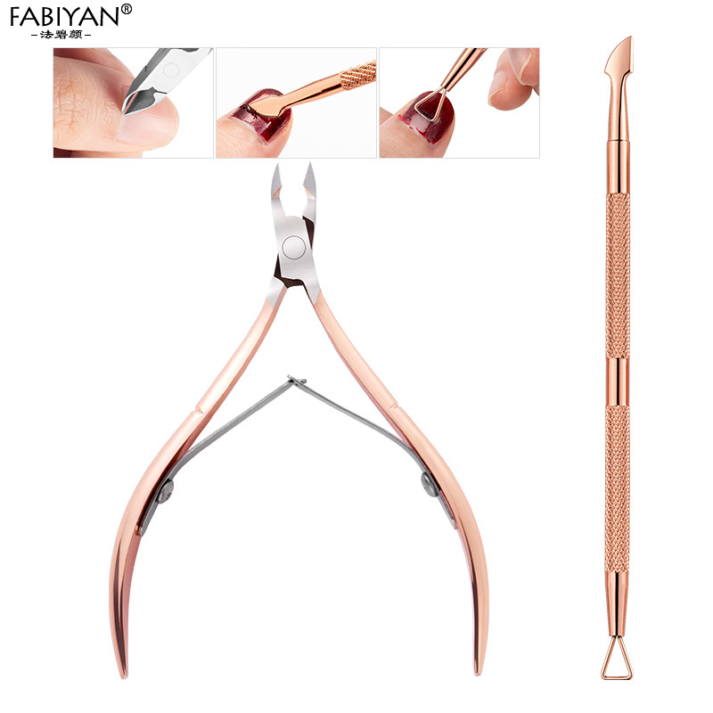 Fábrica en stock tijeras de piel muerta de acero inoxidable traje cortaúñas alicates de piel muerta cortaúñas de acero de doble cabeza herramientas de recorte