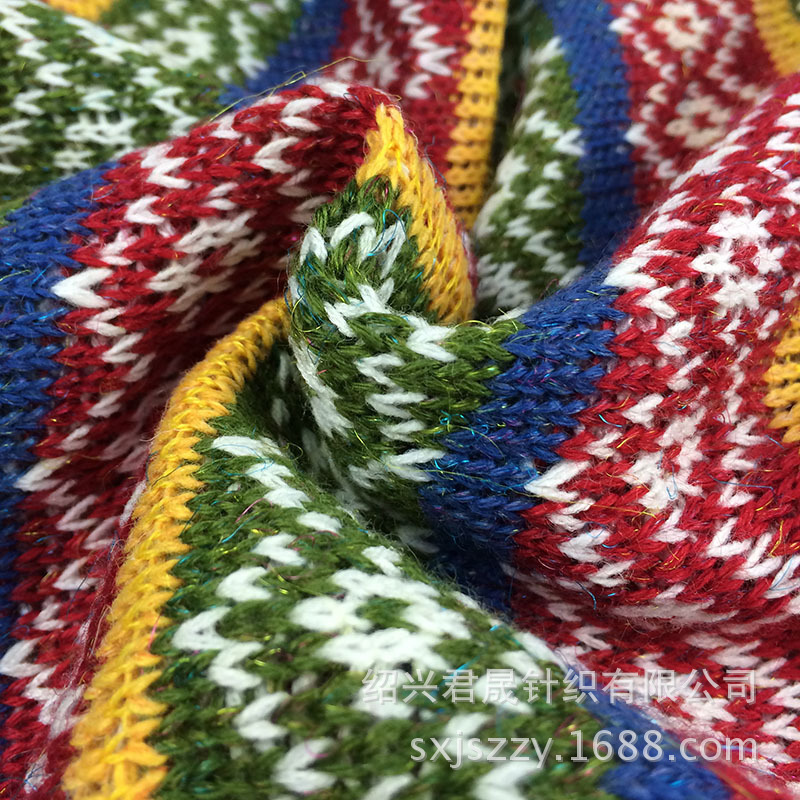 Wholesale Supply of Coarse Needle Jacquard Fabric, Acrylic Coarse Needle Yarn Jacquard Fabric, Toy Yarn Knitting Fabric