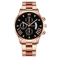 Manufacturer foreign trade trend fashion three-eye calendar men's watch men's watch steel band quartz watch watch