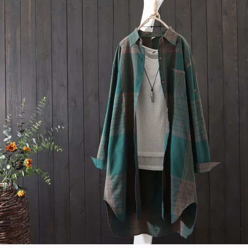 Клетчатая рубашка Женская весна-лето 2023 Солнцезащитная рубашка Свободное тонкое пальто в Корейском стиле ретро в гонконгском стиле Художественная Модная рубашка