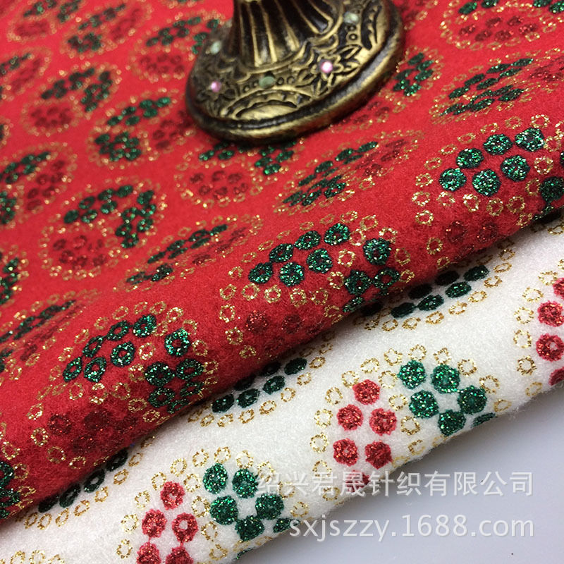 单面绒喷金面料服装工艺品玩具布料印花烫金布植绒布台版印花