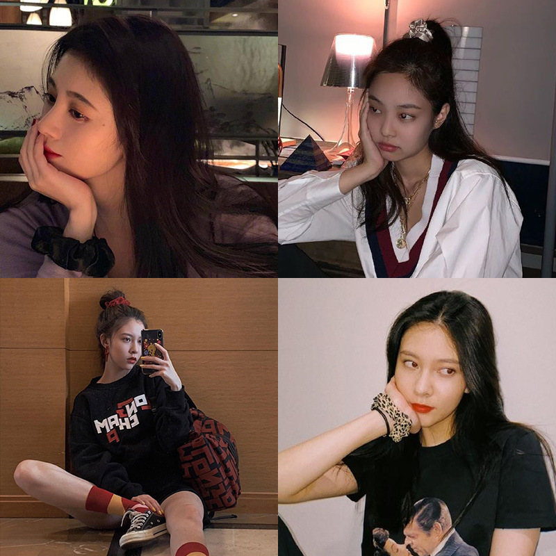 Ju Yiyi mismo estilo negro brillante Banda para el cabello del intestino grueso Simple retro Internet celebridad grasa salchicha ins accesorios para el cabello japonés y coreano cuerda para el cabello para las mujeres