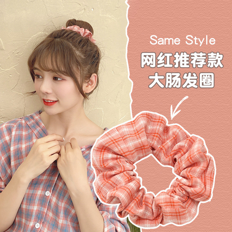 Ju Yiyi mismo estilo negro brillante Banda para el cabello del intestino grueso Simple retro Internet celebridad grasa salchicha ins accesorios para el cabello japonés y coreano cuerda para el cabello para las mujeres