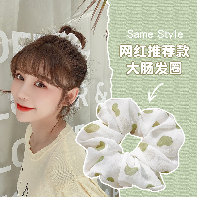 Ju Yiyi mismo estilo negro brillante Banda para el cabello del intestino grueso Simple retro Internet celebridad grasa salchicha ins accesorios para el cabello japonés y coreano cuerda para el cabello para las mujeres