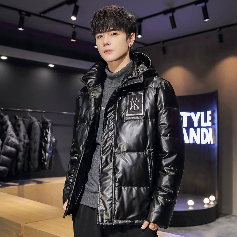 Новый трансграничный глянцевый пуховик оптом, короткий стиль, молодежное европейское и американское тонкое повседневное утолщенное теплое пальто для пар, модное