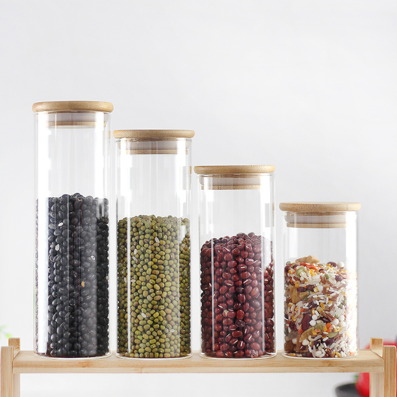 直径65mm直口五谷杂粮通透玻璃密封储物罐胶囊粉末储存管制分装罐