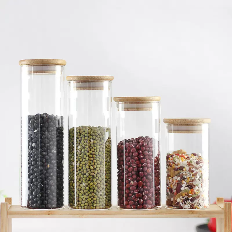 直径65mm直口五谷杂粮通透玻璃密封储物罐胶囊粉末储存管制分装罐
