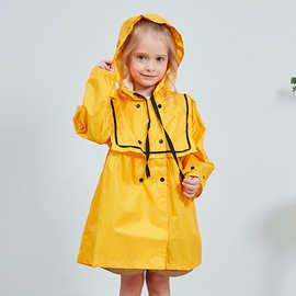 韩版外贸纯色公主女童雨披娃娃时尚可爱宝宝学生儿童雨衣代发雨披