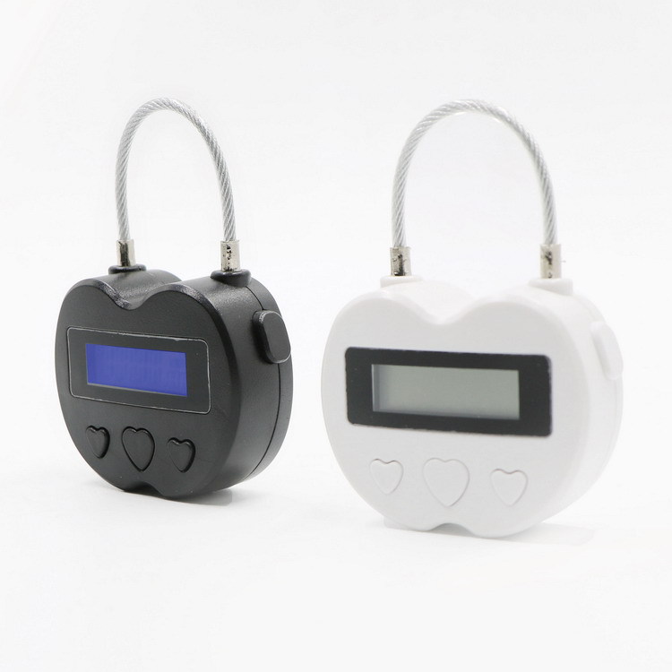 Blanco y negro de dos colores de carga USB anti-adicción doble corazón candado de Cuenta regresiva juego de sincronización inteligente cerradura electrónica
