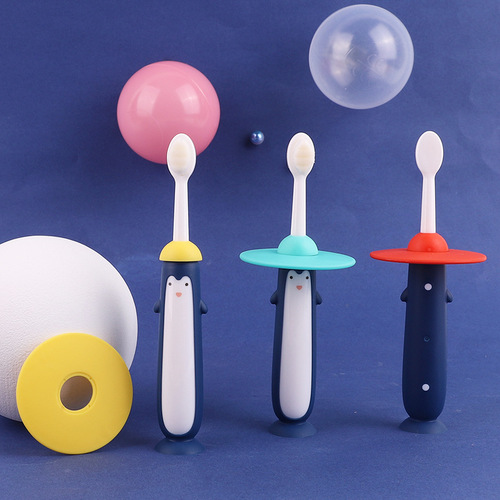Cartoon Penguin Children's Toothbrush with Ten Thousand Hairs Children's Toothbrush with Soft Bristles Suitable for 3-6 Years Old Baby Toothbrush Wholesale