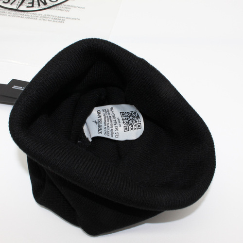 Black and white embroidered stone knitted hat double-layer rolled edge cold hat for men and women fashionable wool hat autumn and winter warm hat