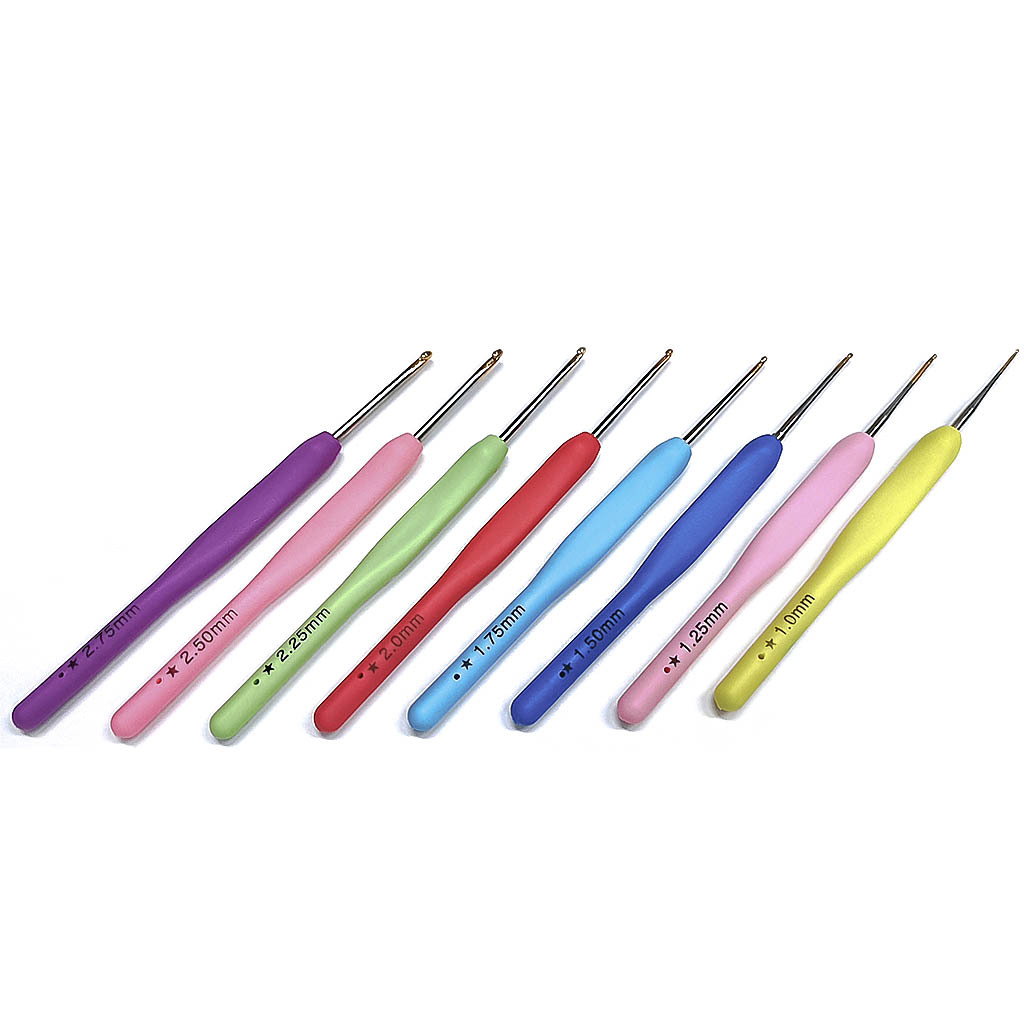 Herramienta de tejer suéter aguja fina mango suave crochet color mango suave crochet de aluminio conjunto de 8 piezas bolsa