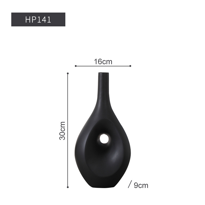 Jarrón corto negro HP141