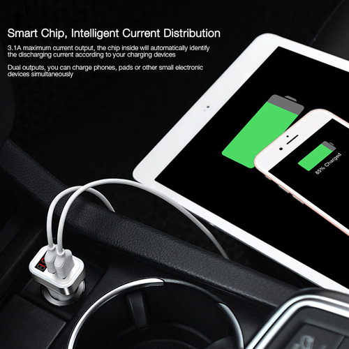 Car Dual USB with Display LED Voltage and Current Display Car Charger Smart Phone Car Charger
