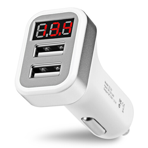 Car Dual USB with Display LED Voltage and Current Display Car Charger Smart Phone Car Charger