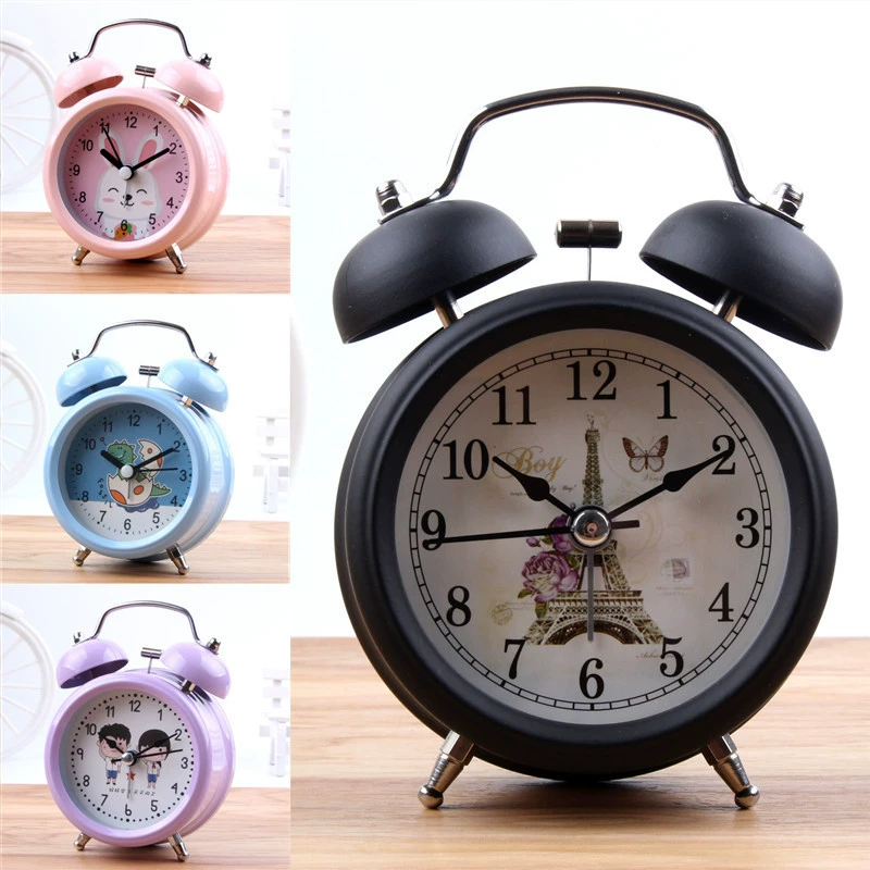 Оптовая Продажа с фабрики будильник 3-дюймовый металлический колокольчик будильник беззвучный будильник студент прикроватный Ночной свет часы