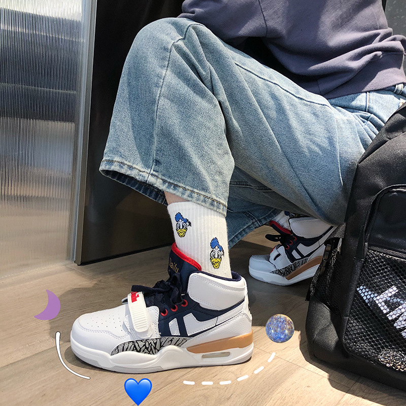 Deep Sea Blue High-top Shoes Women's Shoes 2020 New Sports chic Board Shoes Hong Kong Style ins Student skr Trendy Shoes