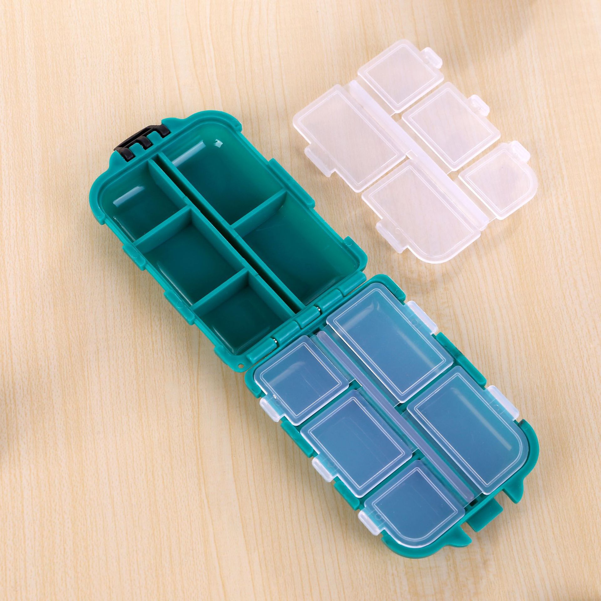 老人双层密封防水收纳盒便携收纳家居用品10格收纳盒大容量收纳盒