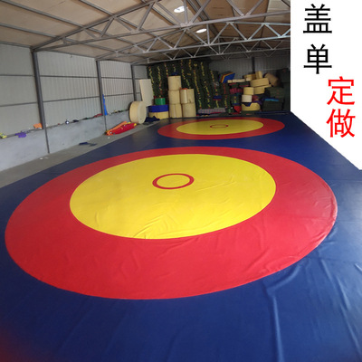 Fixed major match Wrestling Mat PVC Site Gabion Cover cloth Tricolor Heat sealing 12m*12m Anti slip combat mat