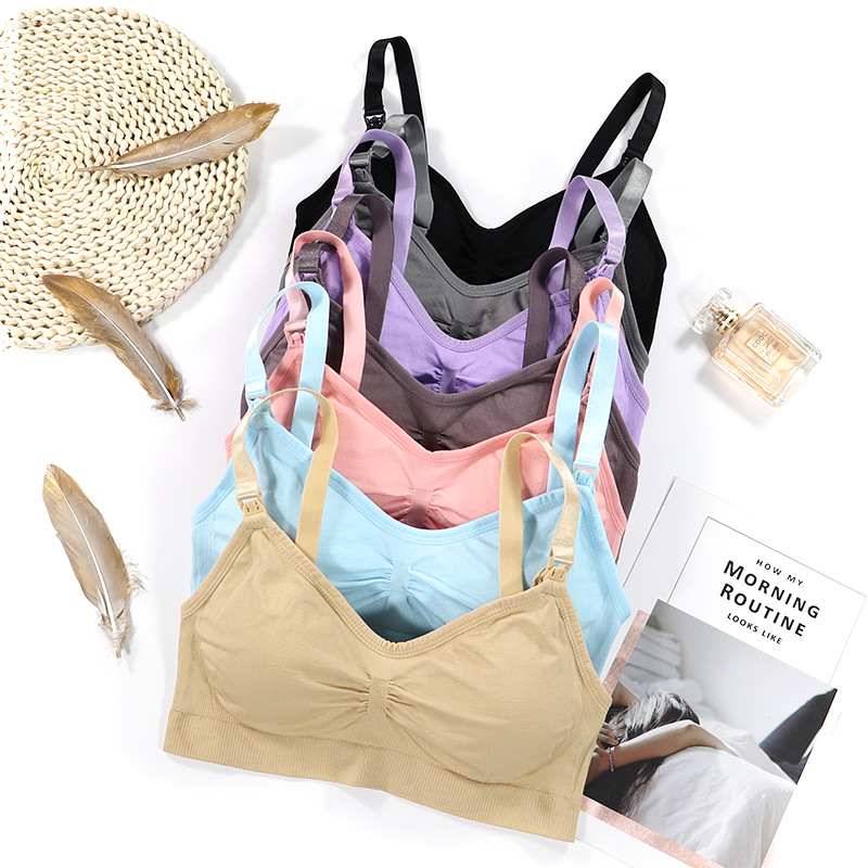 Pregnant women's wire-free front buckle seamless large size nursing bra Nursing adjustable push-up seamless bra underwear