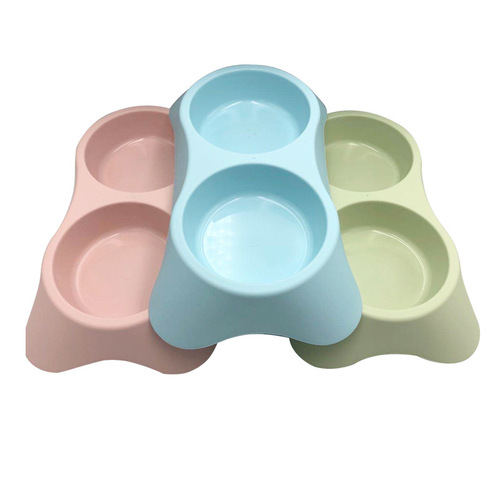 Pet dog bowl, dog small, medium and large size, trapezoidal plastic double bowl, cat food utensils, cat and dog plastic double bowl dog basin, cat basin