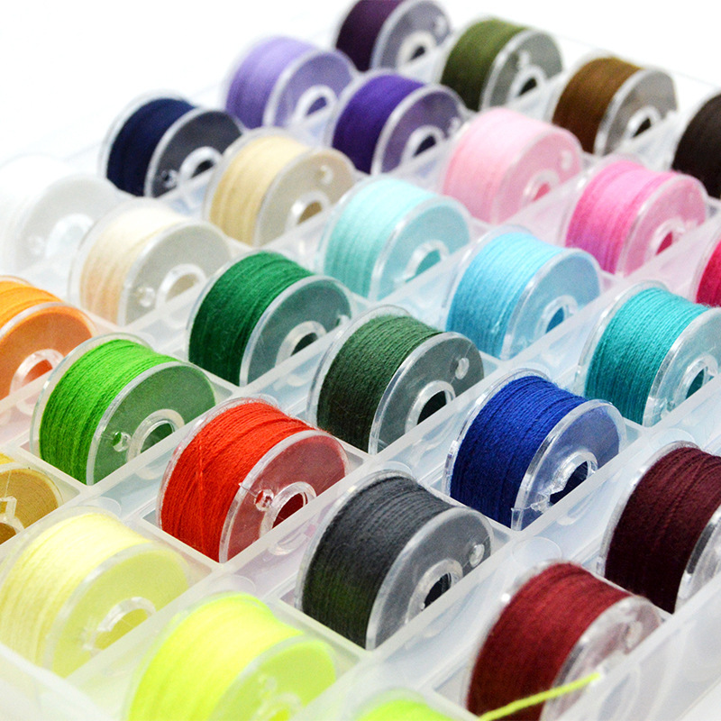 Household sewing machine 25/36/50 color bottom bobbin core box with thread bobbin core thread set wholesale bobbin core thread storage