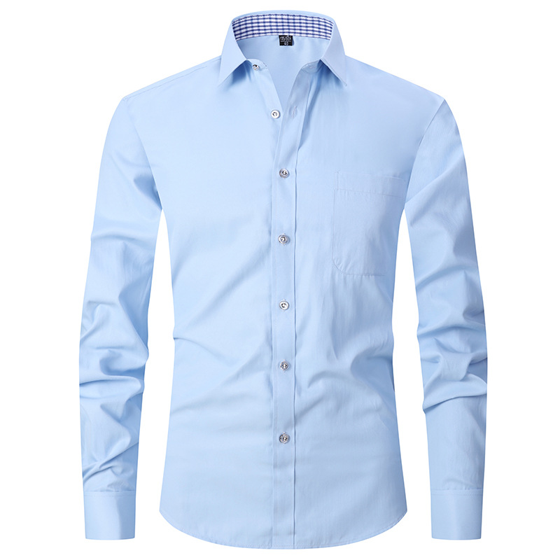 Camisa negra camisa de manga larga de los hombres de negocios camisa formal delgada gemelos franceses de color sólido novio boda Vestido de los hombres
