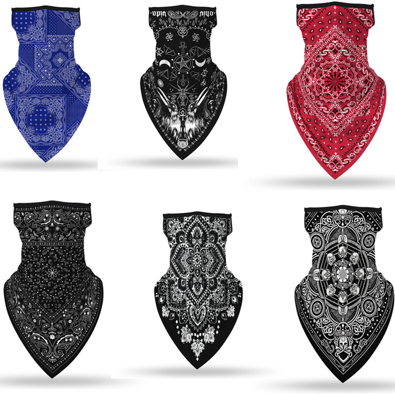 2020 new totem 3D printing outdoor sports hanging ear triangle scarf mask multi-functional sunscreen magic scarf