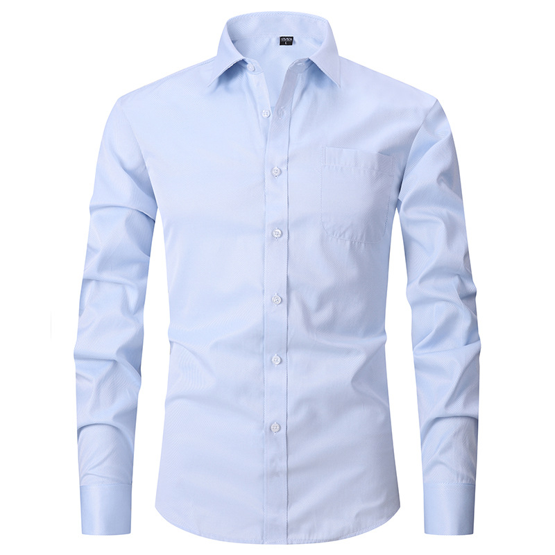 Camisa negra camisa de manga larga de los hombres de negocios camisa formal delgada gemelos franceses de color sólido novio boda Vestido de los hombres