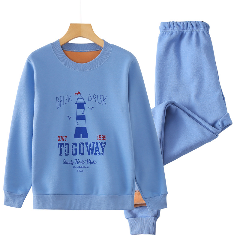 Traje de ropa interior térmica para niños forrada de lana engrosada ropa de otoño para niños jóvenes pantalones largos ropa de abrigo suéter